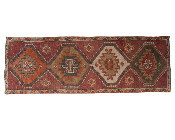 Red Turkish Oushak Rug 3'2" x 9'4" Hand-Knotted | No. VR20877