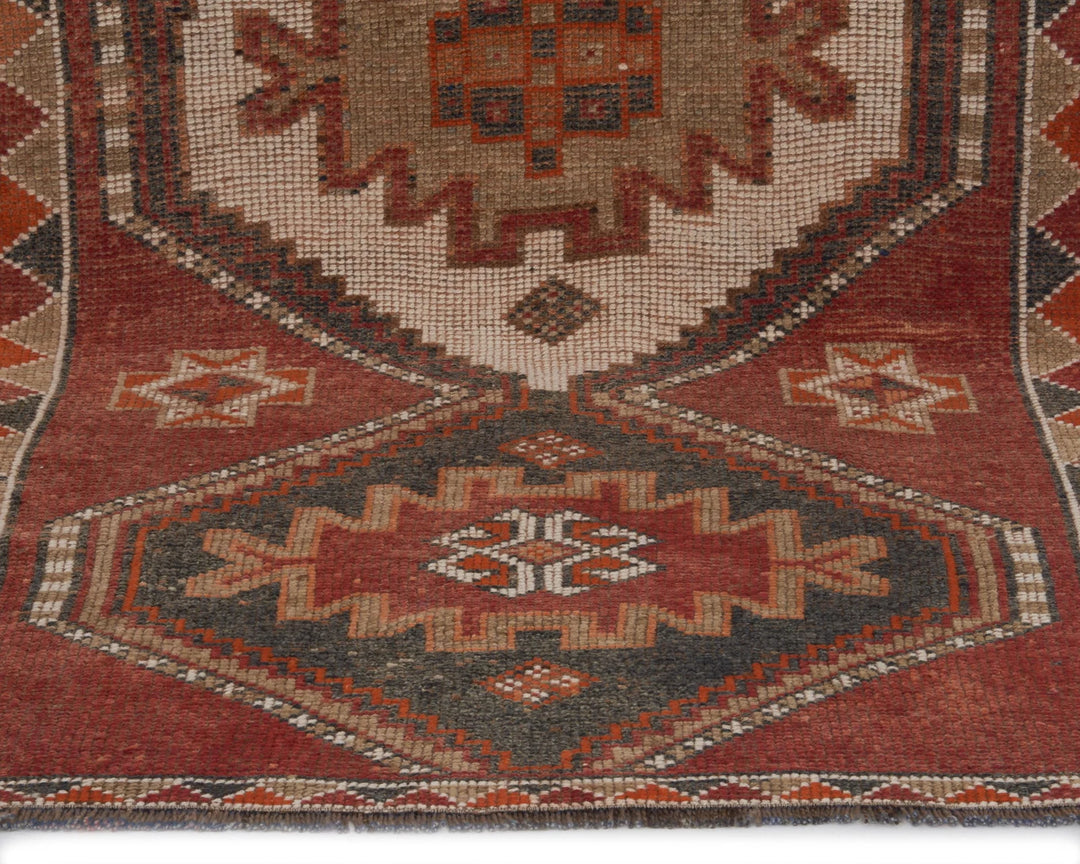 Red Turkish Oushak Rug 3'2" x 9'4" Hand-Knotted | No. VR20877