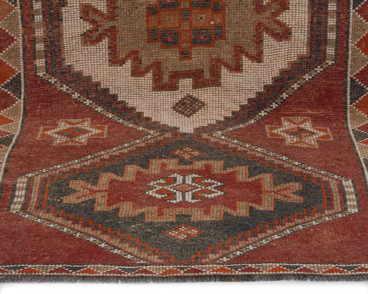 Red Turkish Oushak Rug 3'2" x 9'4" Hand-Knotted | No. VR20877