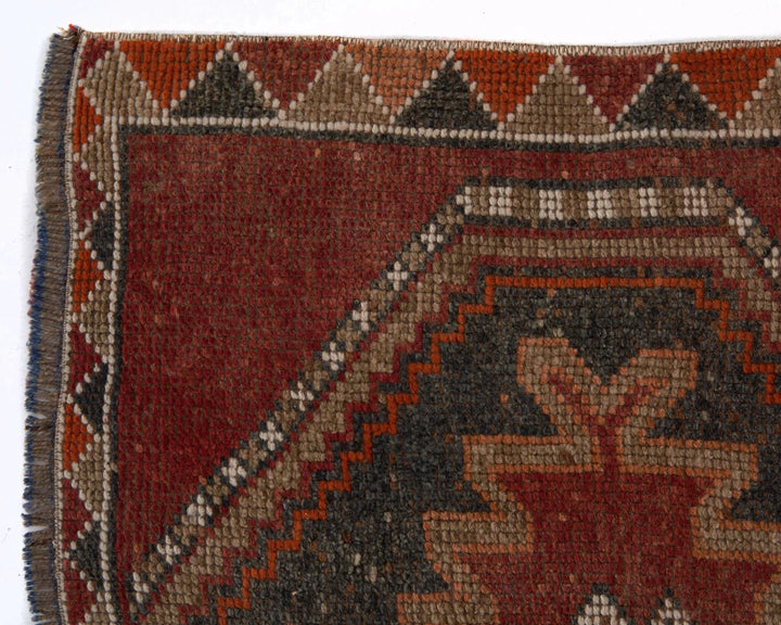 Red Turkish Oushak Rug 3'2" x 9'4" Hand-Knotted | No. VR20877