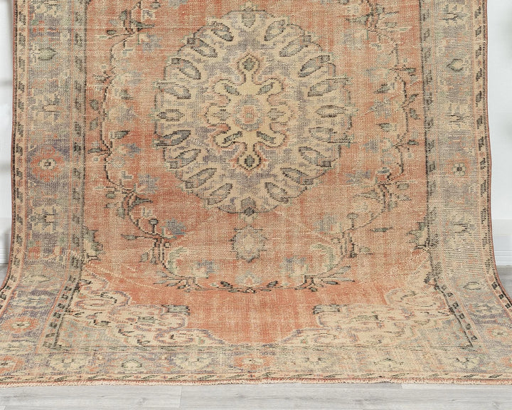 Multicolor Turkish Oushak Rug 5' 11" x 9' 7" Hand-Knotted detail