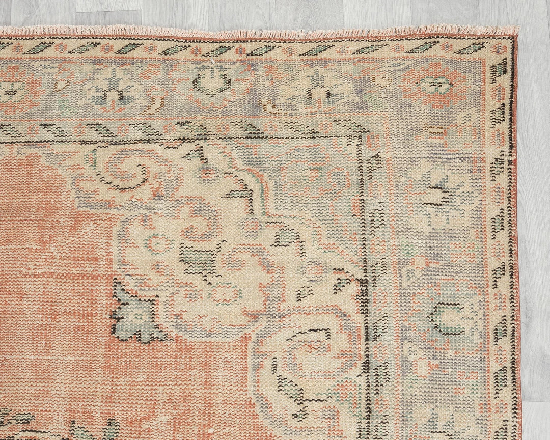 Multicolor Turkish Oushak Rug 5' 11" x 9' 7" Hand-Knotted pattern