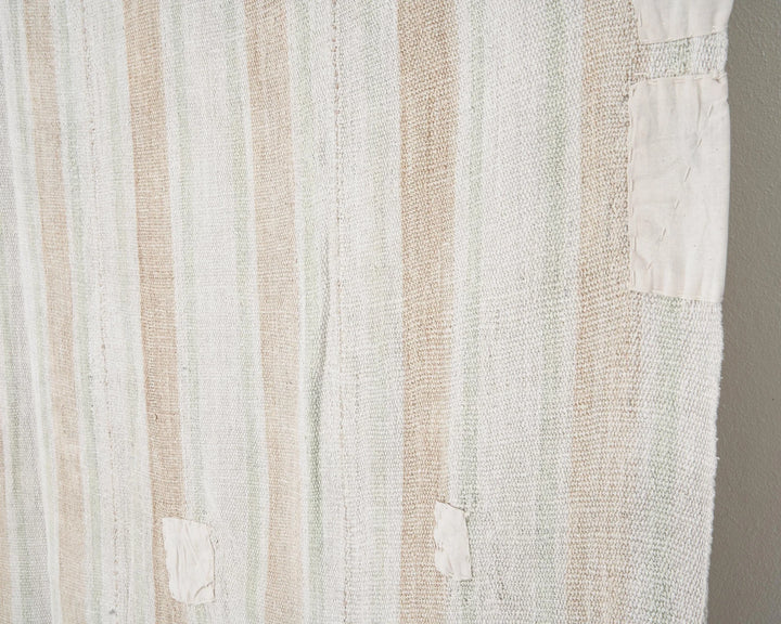 White Turkish Kilim Rug 5' 7" x 7' 1" Flat-Weave | No. VR20975