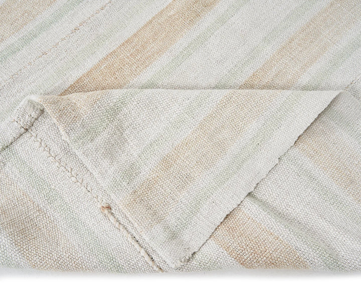 White Turkish Kilim Rug 5' 7" x 7' 1" Flat-Weave | No. VR20975