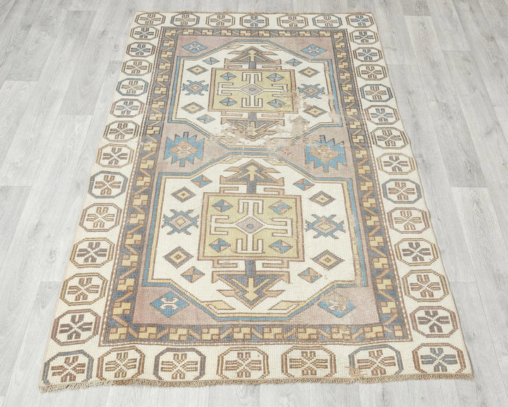 Multicolor Turkish Oushak Rug 3'6" x 5'4" Hand-Knotted | No. VR21035