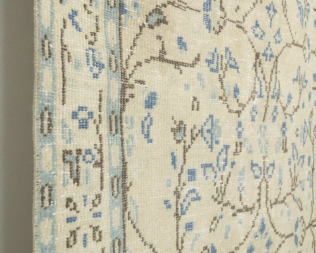 Beige Turkish Oushak Rug 3' 11" x 7' 3" Hand-Knotted | No. VR21117
