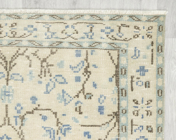 Beige Turkish Oushak Rug 3' 11" x 7' 3" Hand-Knotted | No. VR21117