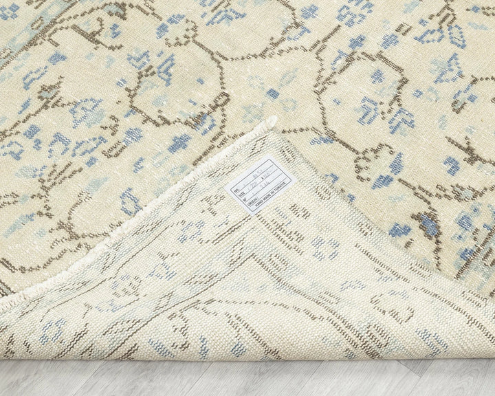 Beige Turkish Oushak Rug 3' 11" x 7' 3" Hand-Knotted | No. VR21117
