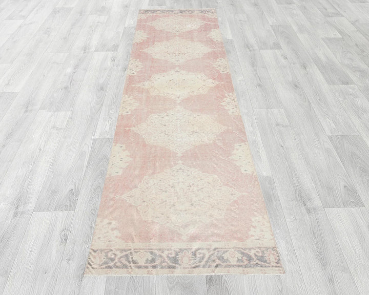 Pink Turkish Oushak Rug 12' 2" x 2' 11" Hand-Knotted | No. VR21296