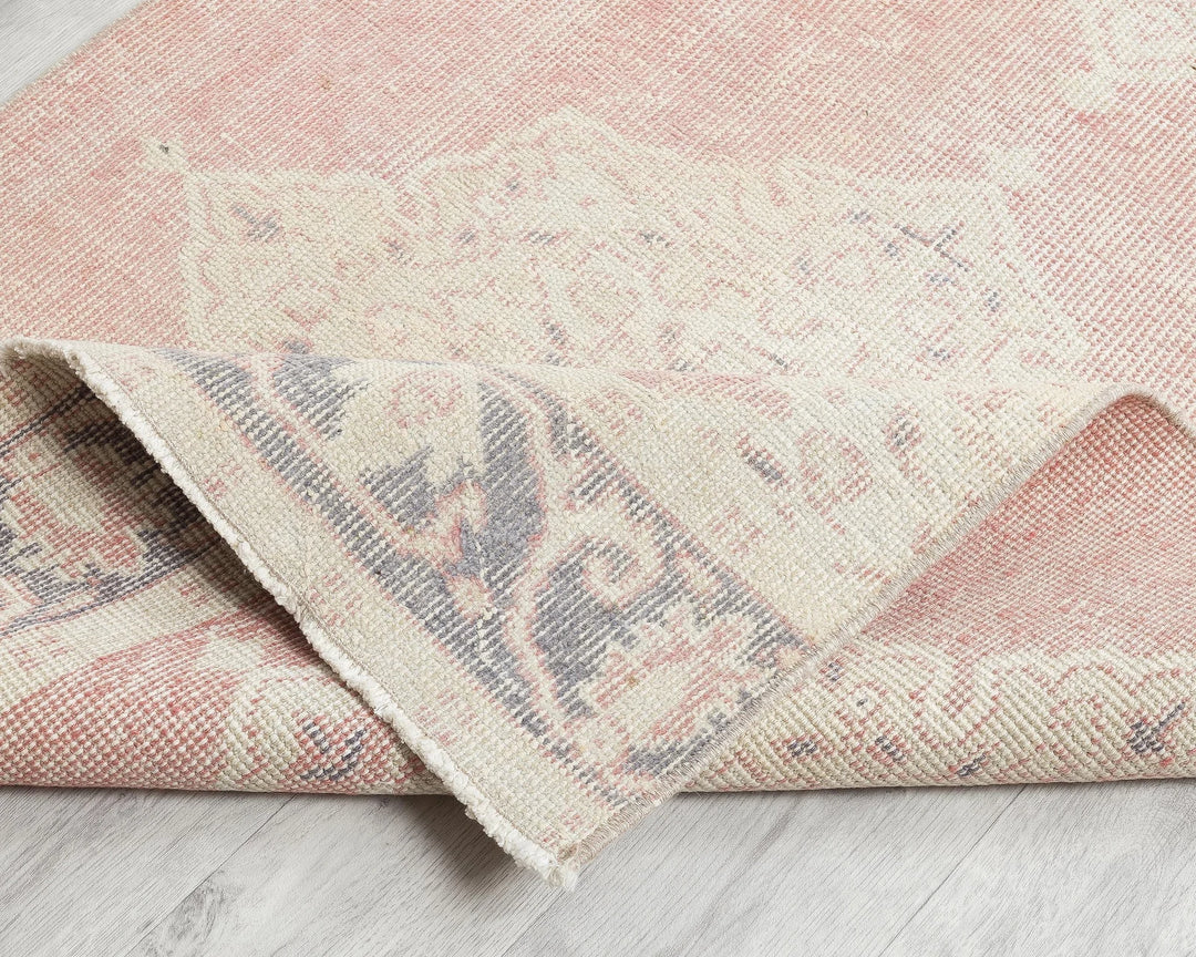 Pink Turkish Oushak Rug 12' 2" x 2' 11" Hand-Knotted | No. VR21296