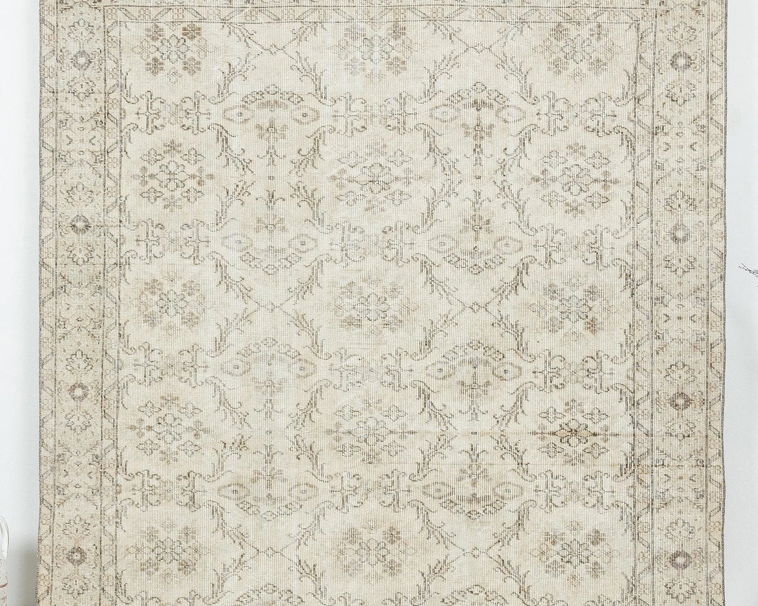 Beige Turkish Oushak Rug 6'2" x 9'10" Hand-Knotted | No. VR21344