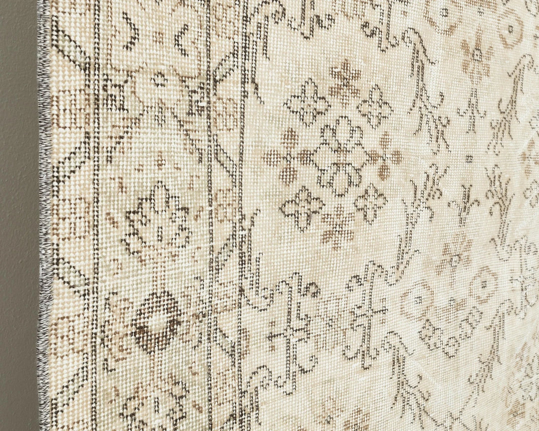 Beige Turkish Oushak Rug 6'2" x 9'10" Hand-Knotted | No. VR21344