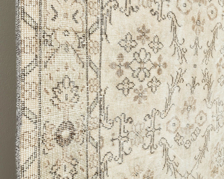 Beige Turkish Oushak Rug 6'2" x 9'10" Hand-Knotted | No. VR21344