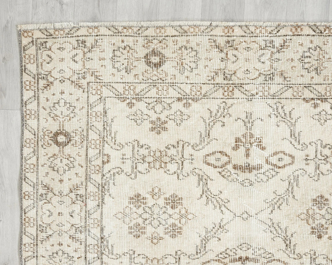Beige Turkish Oushak Rug 6'2" x 9'10" Hand-Knotted | No. VR21344