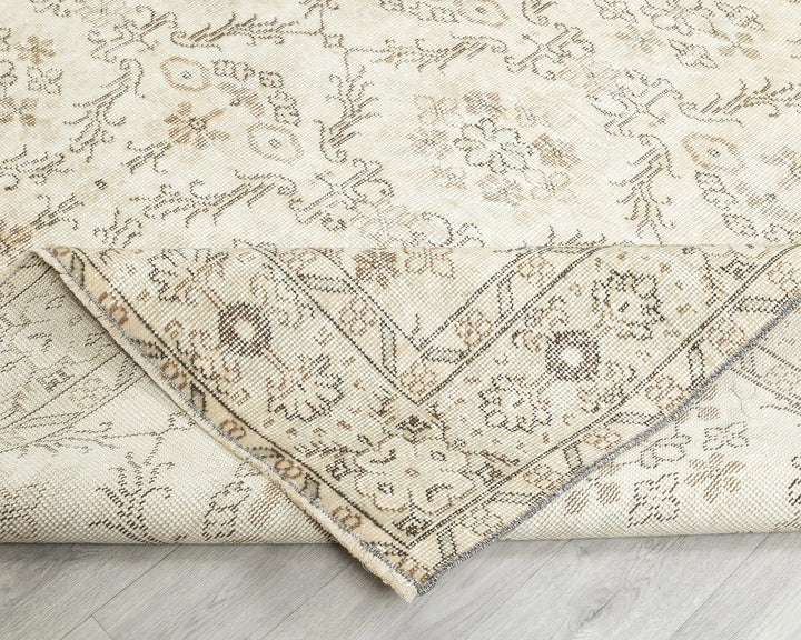 Beige Turkish Oushak Rug 6'2" x 9'10" Hand-Knotted | No. VR21344
