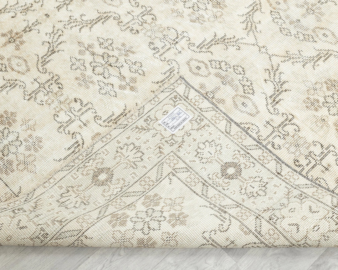 Beige Turkish Oushak Rug 6'2" x 9'10" Hand-Knotted | No. VR21344