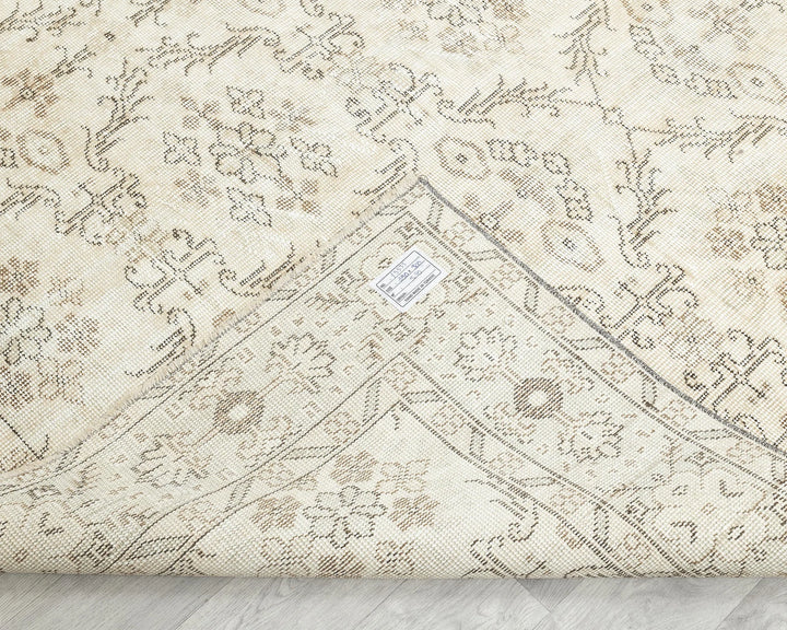 Beige Turkish Oushak Rug 6'2" x 9'10" Hand-Knotted | No. VR21344