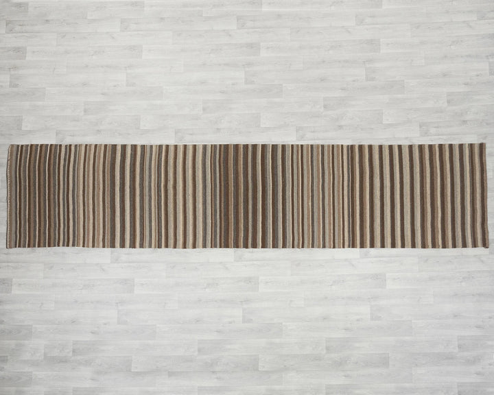 Brown Turkish Kilim Rug 2'11" x 12'9" Flat-Weave | No. VR21395