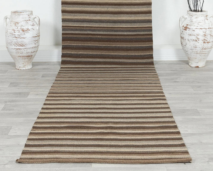 Brown Turkish Kilim Rug 2'11" x 12'9" Flat-Weave | No. VR21395
