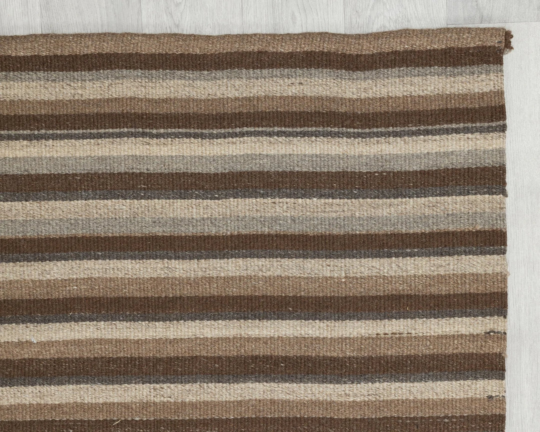 Brown Turkish Kilim Rug 2'11" x 12'9" Flat-Weave | No. VR21395