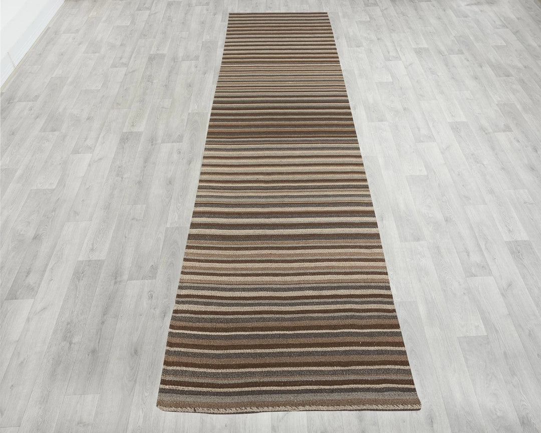 Brown Turkish Kilim Rug 2'11" x 12'9" Flat-Weave | No. VR21395