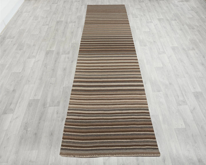 Brown Turkish Kilim Rug 2'11" x 12'9" Flat-Weave | No. VR21395