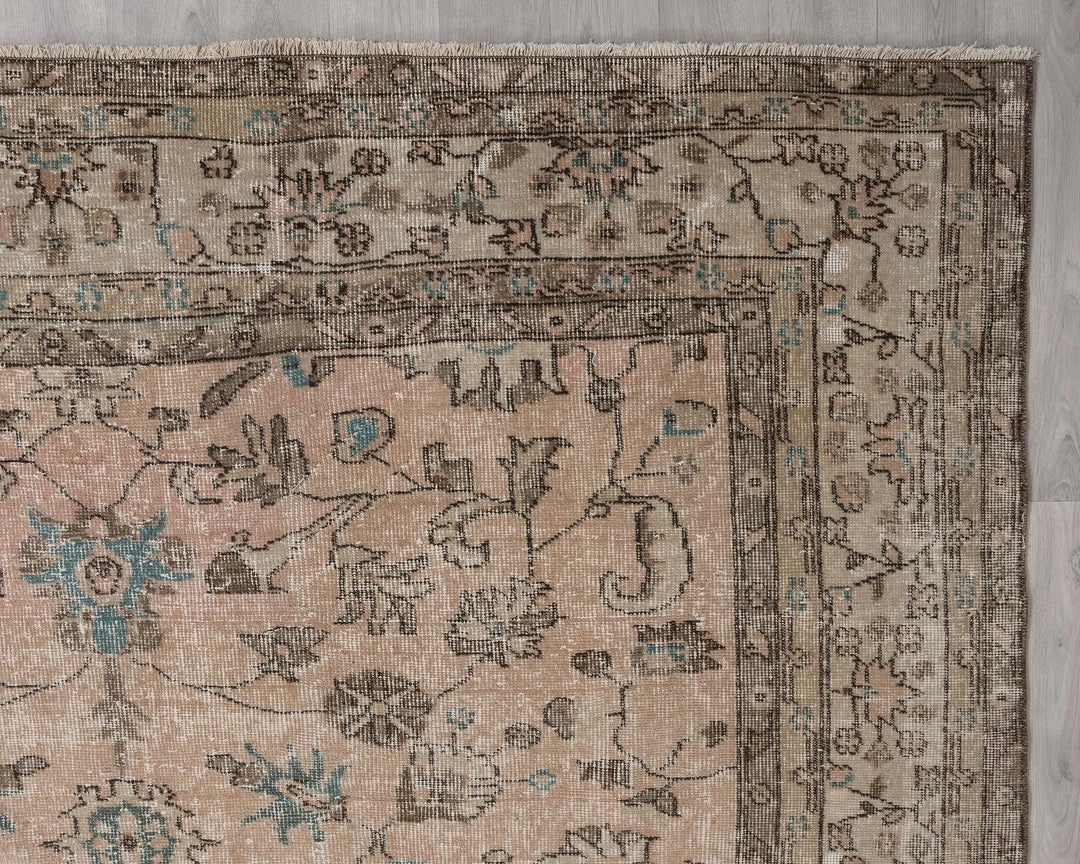 Multicolor Turkish Oushak Rug 7' 3" x 10' 11" Hand-Knotted | No. VR21458