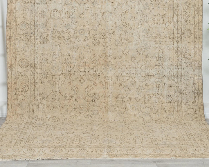 Beige Turkish Oushak Rug 6' 8" x 9' 11" Hand-Knotted | No. VR21598