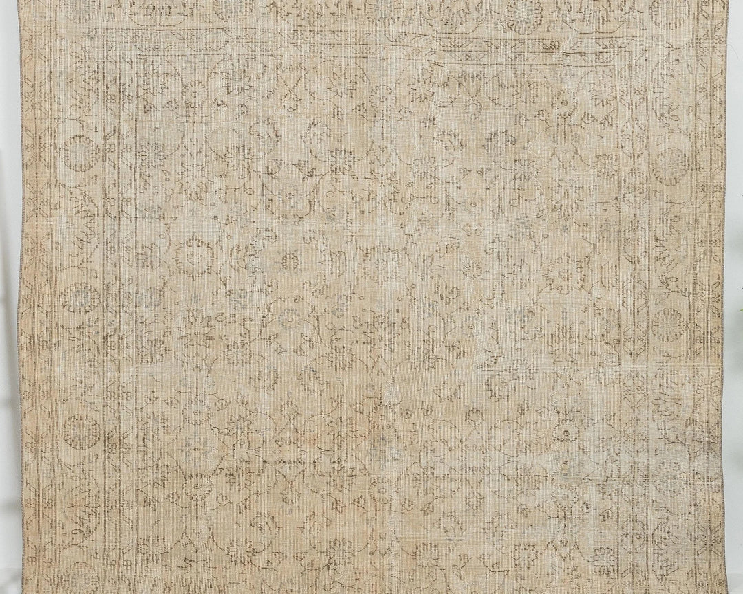 Beige Turkish Oushak Rug 6' 8" x 9' 11" Hand-Knotted | No. VR21598