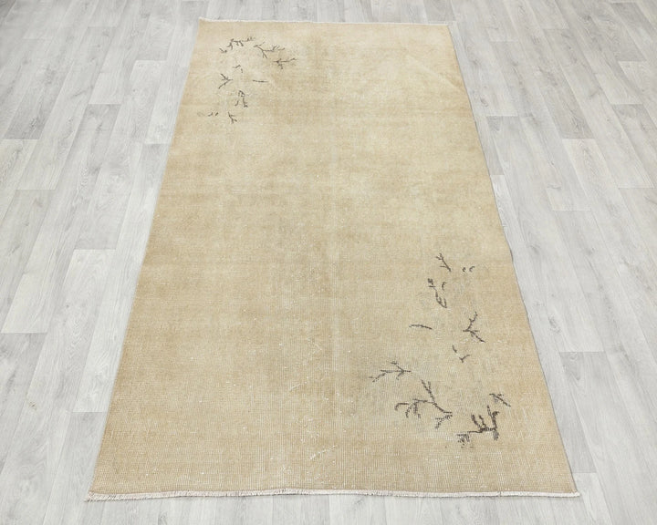 Beige Turkish Oushak Rug 3'7" x 6'7" Hand-Knotted | No. VR21621