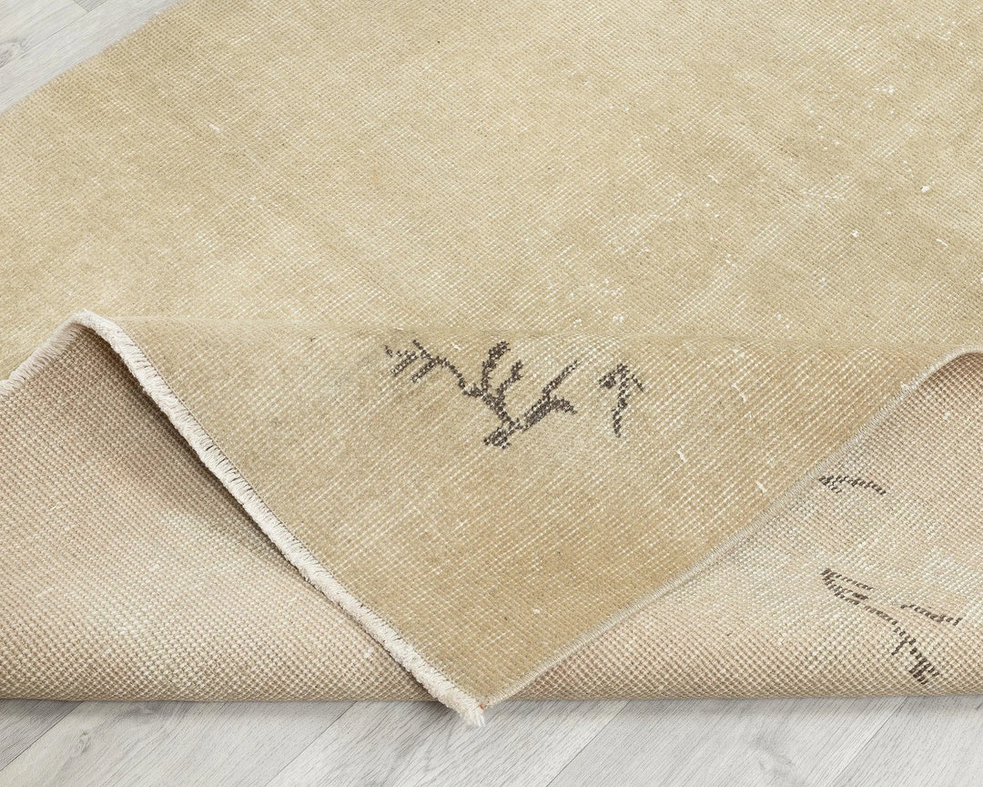 Beige Turkish Oushak Rug 3'7" x 6'7" Hand-Knotted | No. VR21621