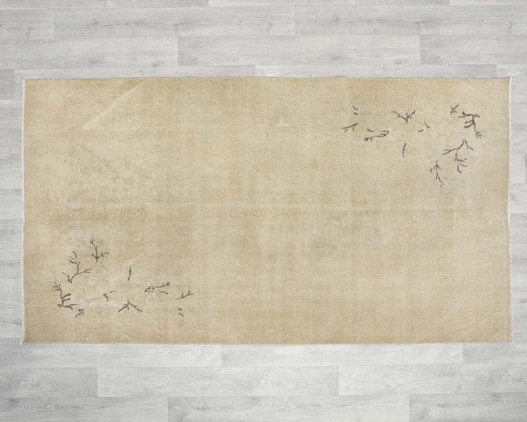 Beige Turkish Oushak Rug 3'7" x 6'7" Hand-Knotted | No. VR21621