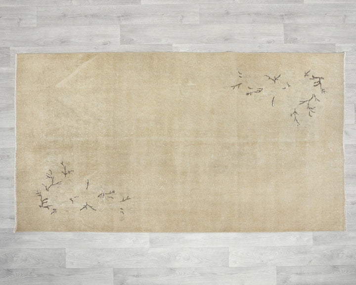 Beige Turkish Oushak Rug 3'7" x 6'7" Hand-Knotted | No. VR21621