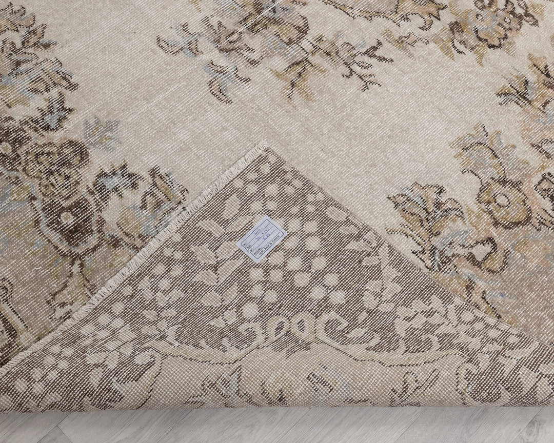 Beige Turkish Oushak Rug 6'3" x 10'2" Hand-Knotted | No. VR21693