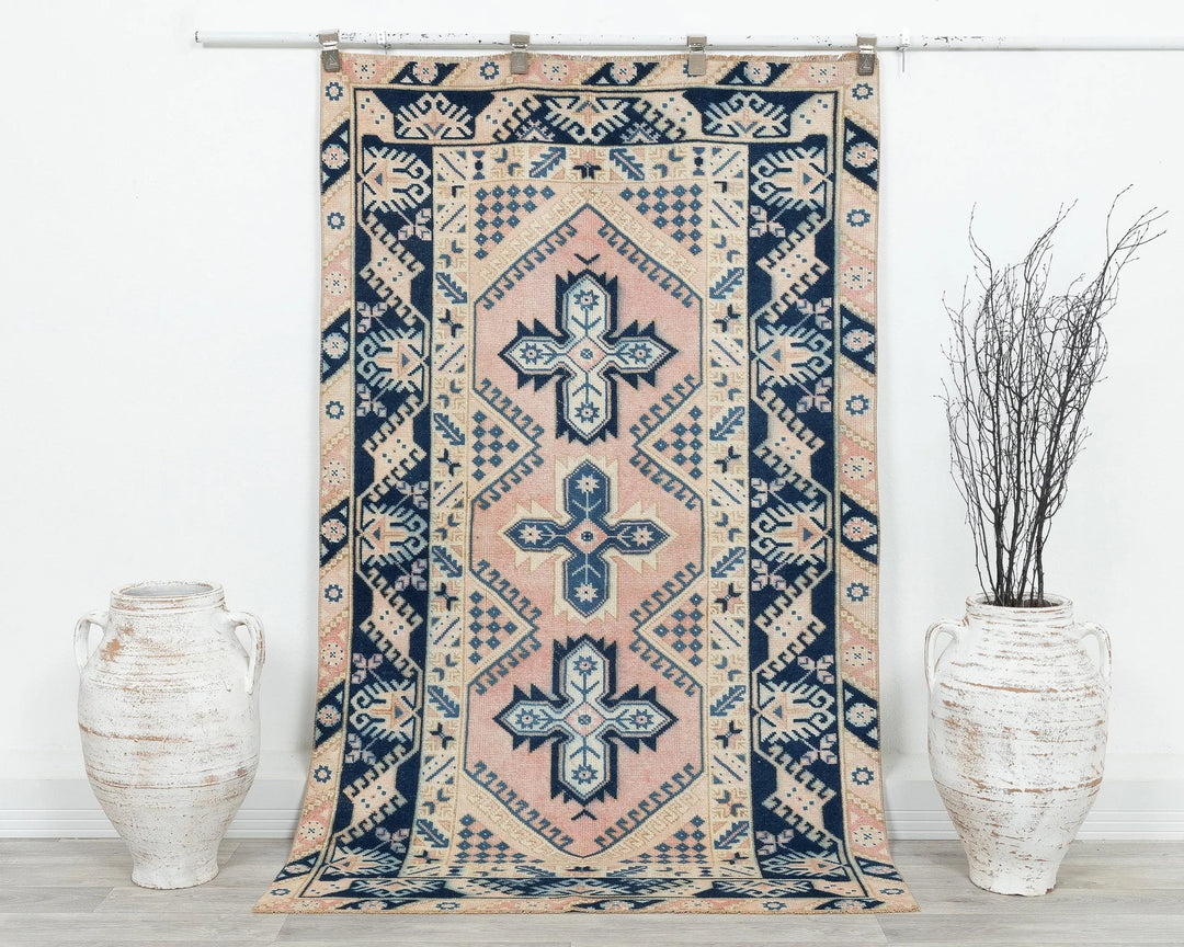 Multicolor Turkish Oushak Rug 3' 7" x 6' 1" Hand-Knotted | No. VR21846