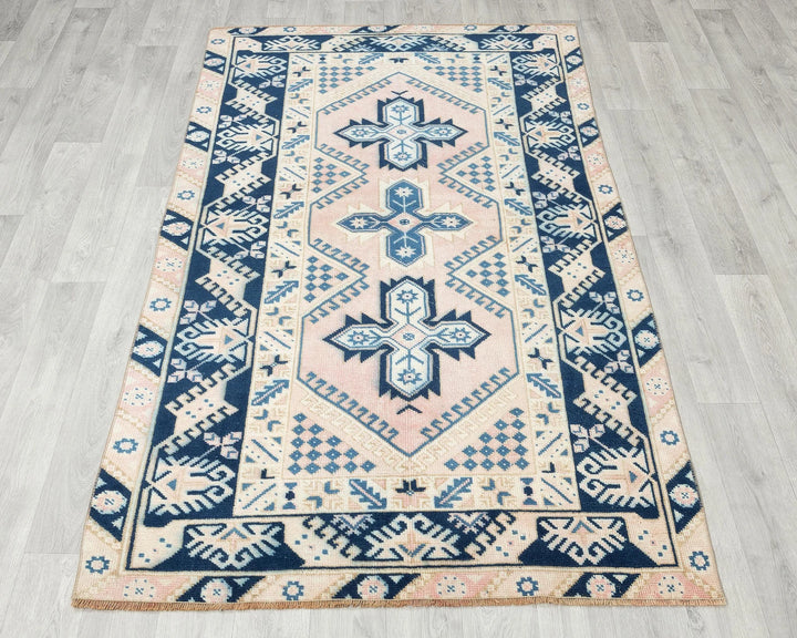 Multicolor Turkish Oushak Rug 3' 7" x 6' 1" Hand-Knotted | No. VR21846
