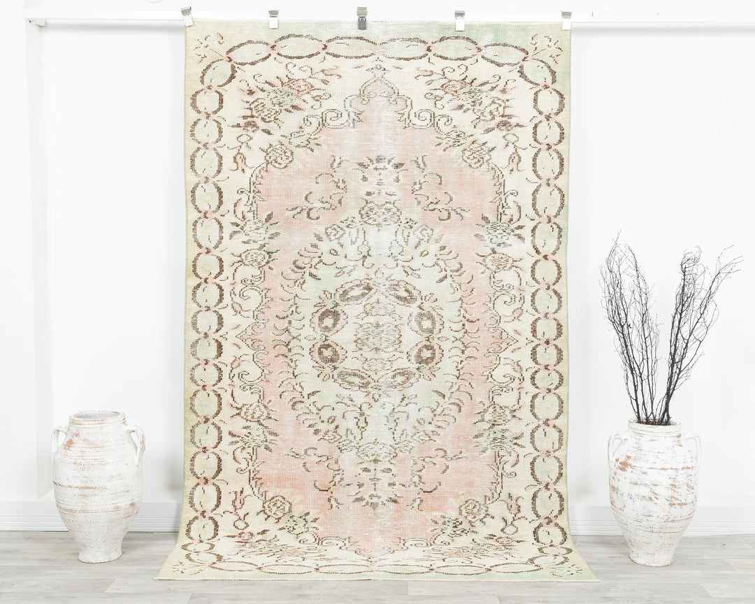 Multicolor Turkish Oushak Rug 8' x 5' 1" Hand-Knotted | No. VR21907