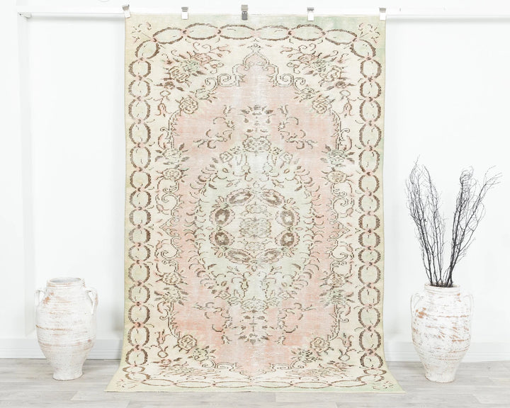 Multicolor Turkish Oushak Rug 8' x 5' 1" Hand-Knotted | No. VR21907