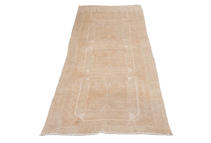 Beige Turkish Oushak Rug 3'5" x 10'11" Hand-Knotted | No. VR21921