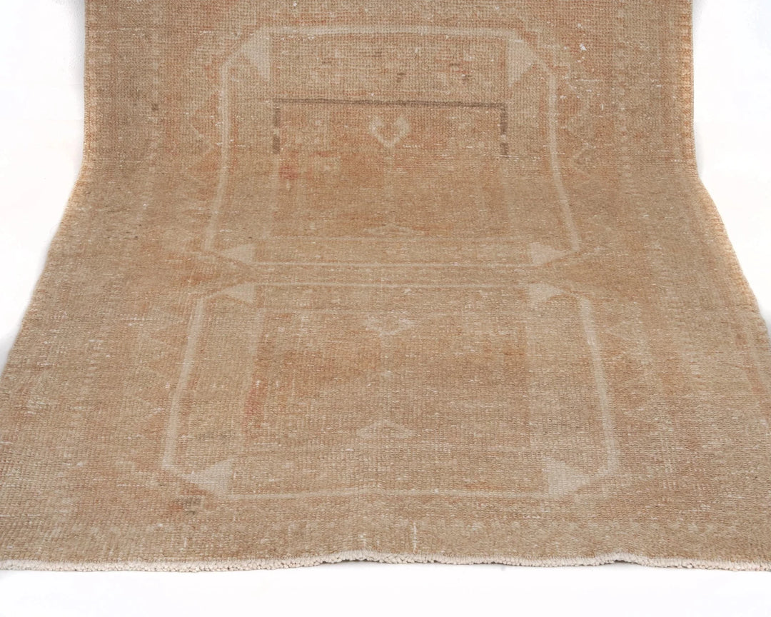Beige Turkish Oushak Rug 3'5" x 10'11" Hand-Knotted | No. VR21921
