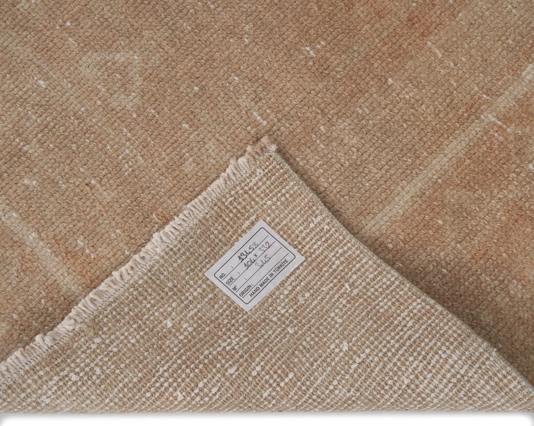Beige Turkish Oushak Rug 3'5" x 10'11" Hand-Knotted | No. VR21921