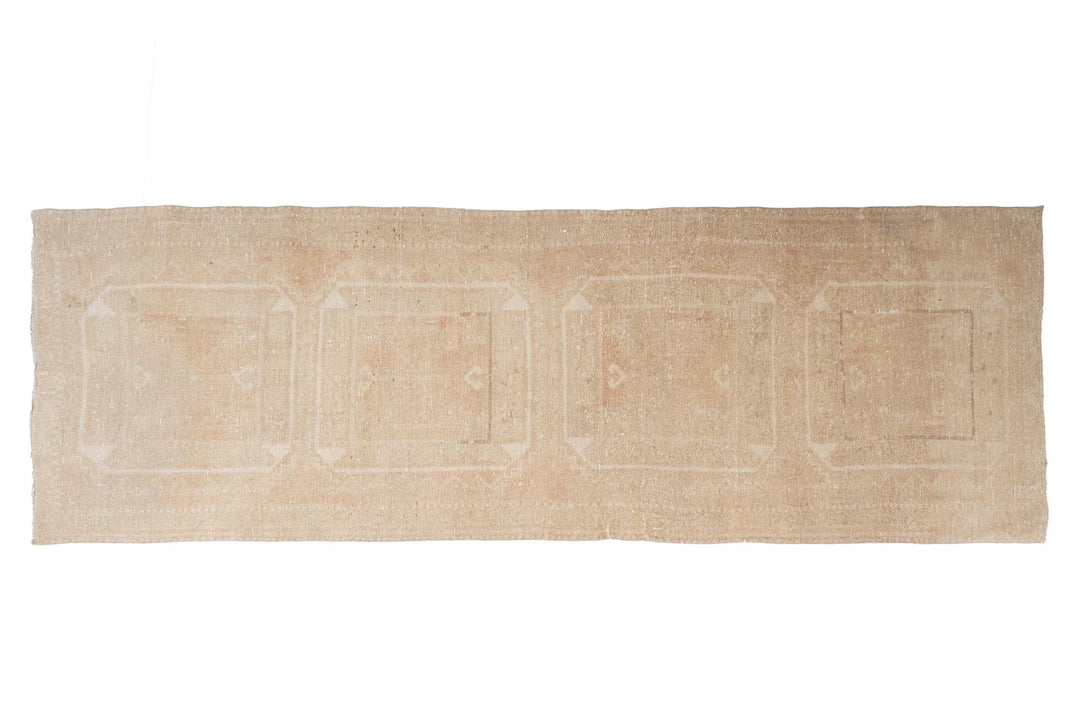 Beige Turkish Oushak Rug 3'5" x 10'11" Hand-Knotted | No. VR21921