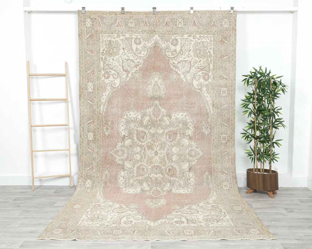 Multicolor Turkish Oushak Rug 6'1" x 10'7" Hand-Knotted