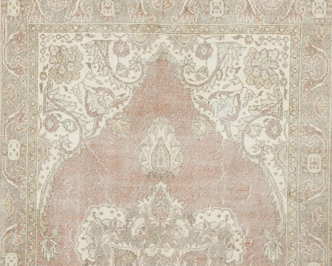 Multicolor Turkish Oushak Rug 6'1" x 10'7" Hand-Knotted detail