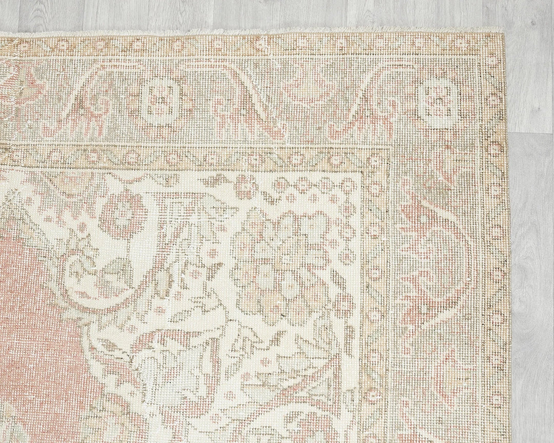 Multicolor Turkish Oushak Rug 6'1" x 10'7" Hand-Knotted pattern
