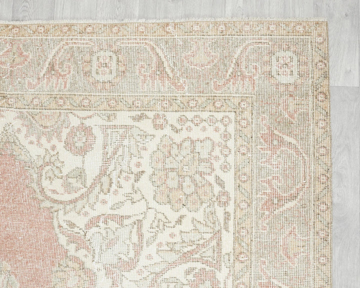Multicolor Turkish Oushak Rug 6'1" x 10'7" Hand-Knotted pattern