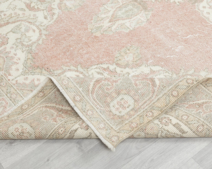 Multicolor Turkish Oushak Rug 6'1" x 10'7" Hand-Knotted field
