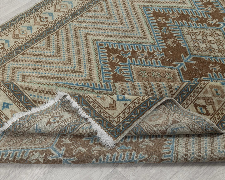 Beige Turkish Oushak Rug 4' 1" x 5' 3" Hand-Knotted field