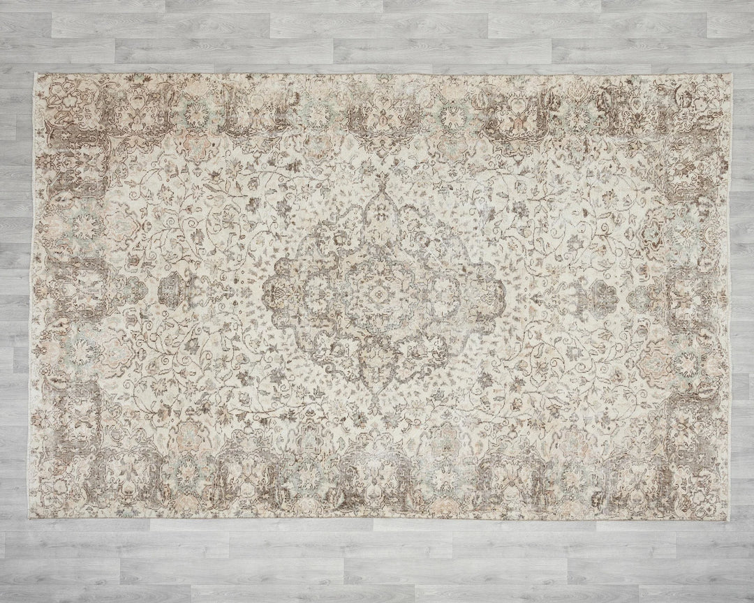 Beige Turkish Oushak Rug 7' x 10' 8" Hand-Knotted view 9