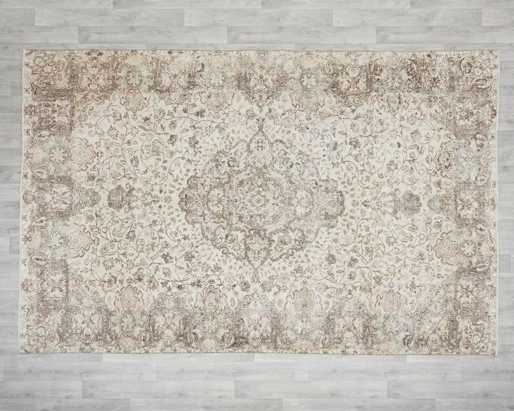 Beige Turkish Oushak Rug 7' x 10' 8" Hand-Knotted view 9